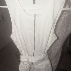 White Sleeveless Zip-Up Jumpsuit
